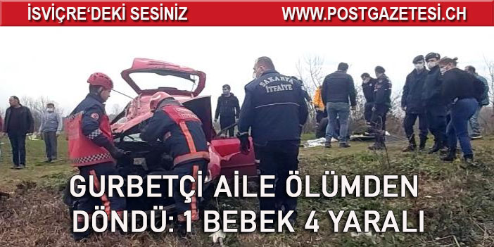 Takla atan otomobildeki biri bebek 4 kişi yaralandı