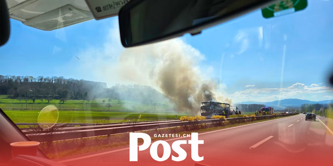 A1’de yanan otobüs trafiği felç etti