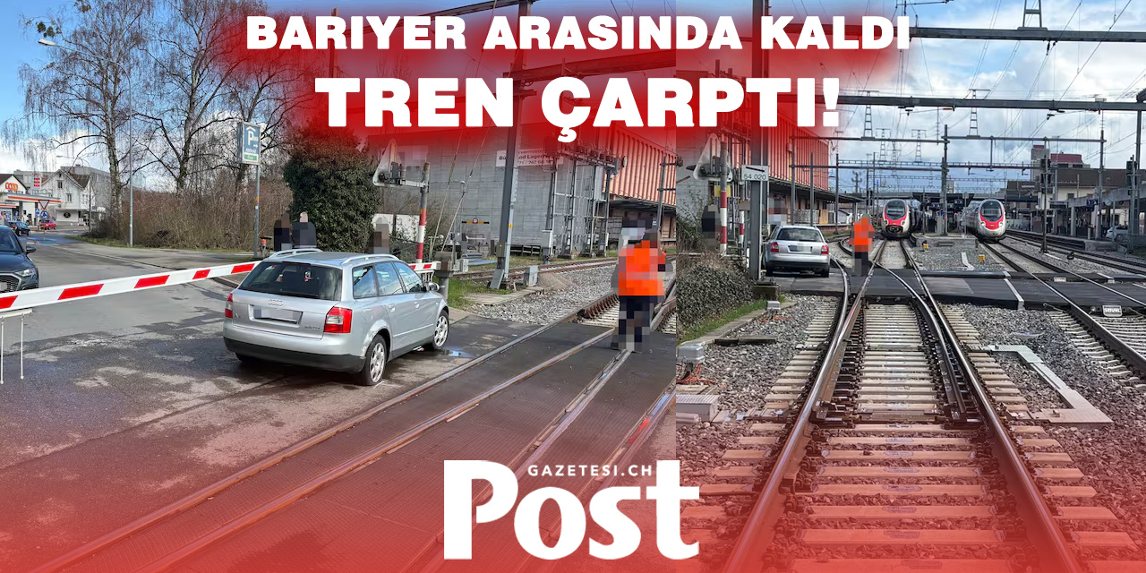 St. Margrethen'de Bariyerler Arasında Kalan Araca Tren Çarptı