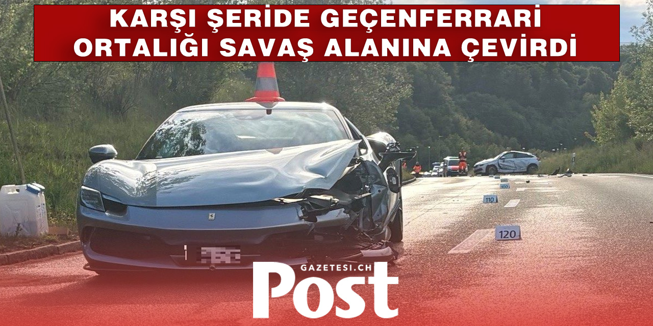 830 beygirlik Ferrari faciaya neden oldu: Karşı şeride geçen araçta 4 kişi yaralandı