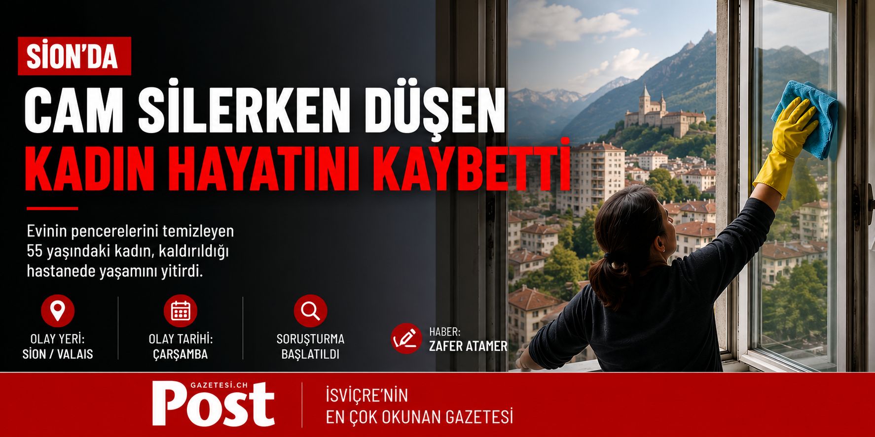 Sion’da Cam Silerken Düşen Kadın Hayatını Kaybetti