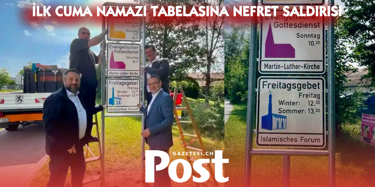 Almanya'nın ilk cuma namazı tabelasına saldırı