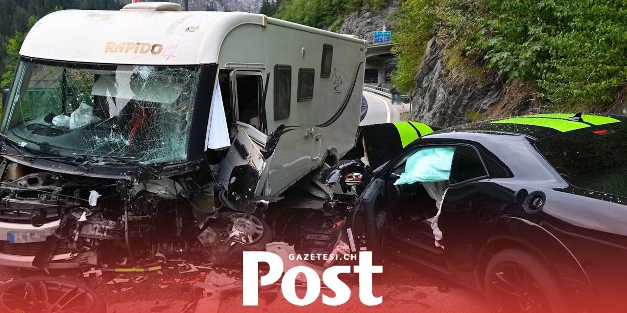 Graubünden’de Hatalı Sollama Kazayla Bitti: Karavan Otomobille Kafa Kafaya Çarpıştı