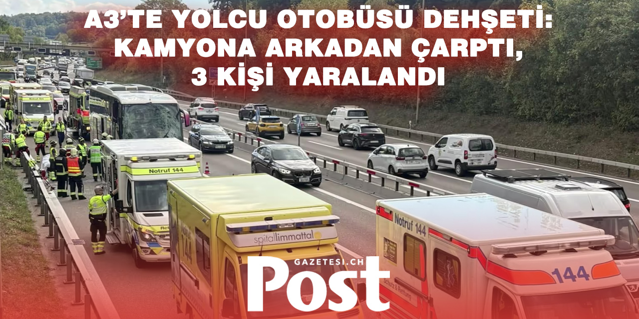 Otobüs Trafik kuyruğunun sonundaki kamyona çarptı: 3 kişi yaralandı