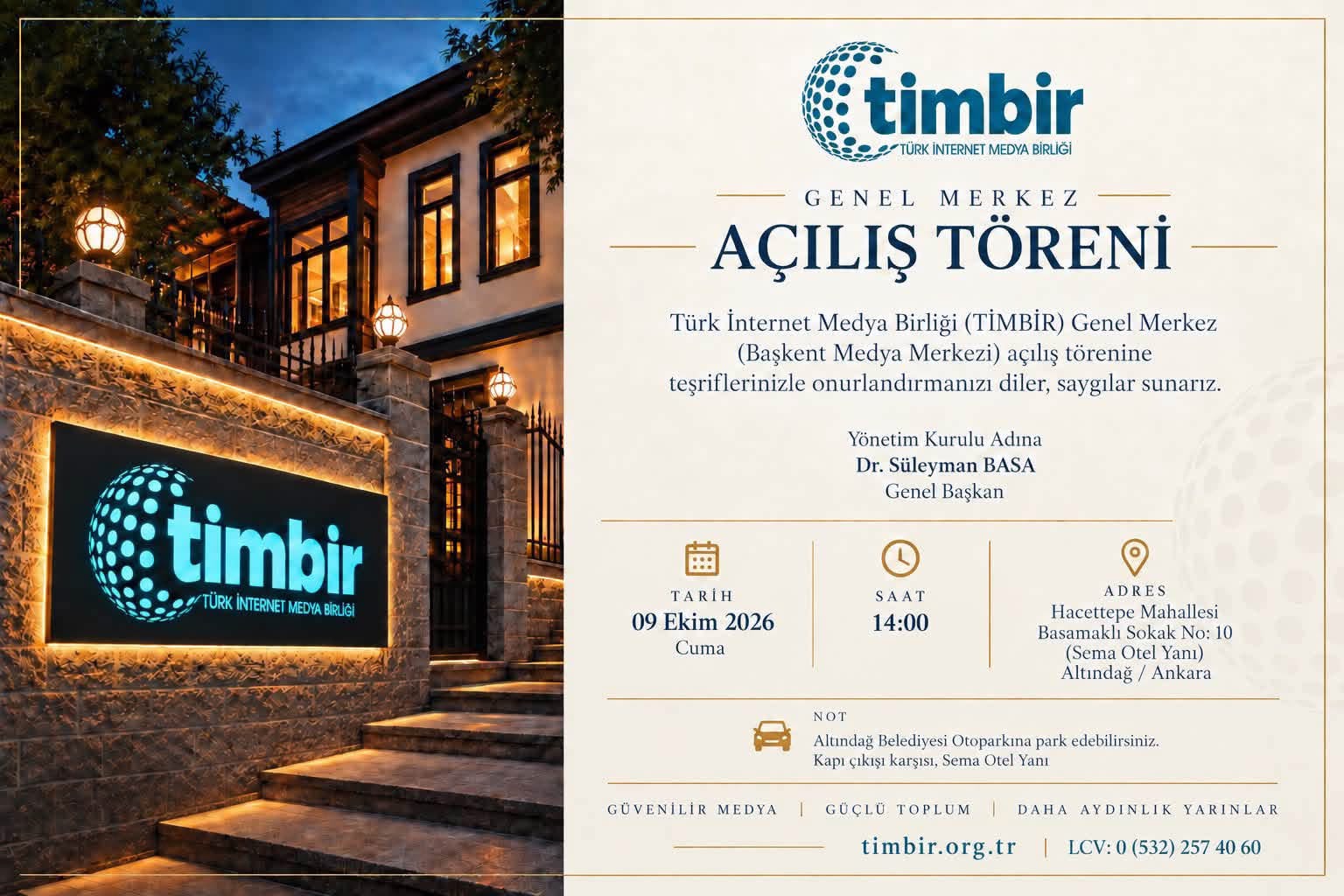 TİMBİR Genel Merkezi Ankara’da Açılıyor